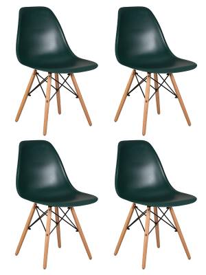 Набор 4 шт Стул обеденный DOBRIN DSW, ножки светлый бук, цвет тёмно-зеленый (G-13)