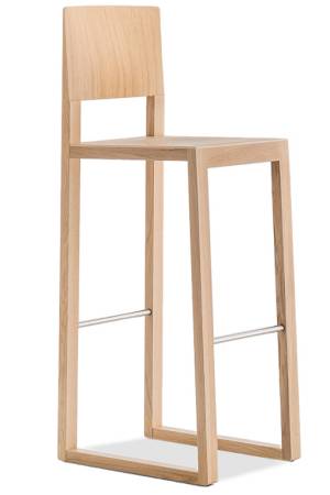 Стул деревянный барный Brera беленый дуб 350х455х1045 мм
