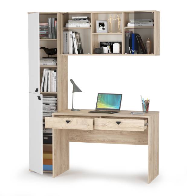 Мебель для учёбы Бостон № 24 цвет дуб эндгрейн элегантный/фасады МДФ милк рикамо софт