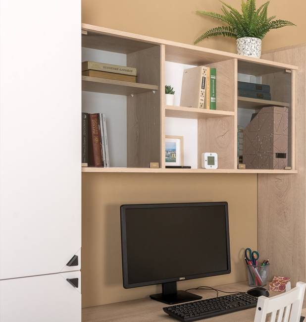 Мебель для учёбы Бостон № 24 цвет дуб эндгрейн элегантный/фасады МДФ милк рикамо софт