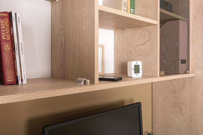 Мебель для учёбы Бостон № 24 цвет дуб эндгрейн элегантный/фасады МДФ милк рикамо софт