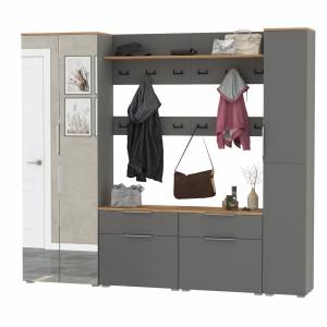 Октава мебель для прихожей набор модулей № 33 цвет серый графит/дуб крафт золотой