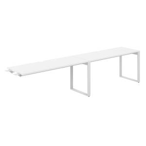 AG.193.WH.V.72.WH / Рабочая станция комбо s-b-s 3200х600х750 / профиль О-образный: 70х20 белый; столешница с вырезом; столешница: белый