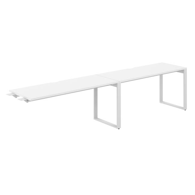 AG.193.WH.V.72.WH / Рабочая станция комбо s-b-s 3200х600х750 / профиль О-образный: 70х20 белый; столешница с вырезом; столешница: белый