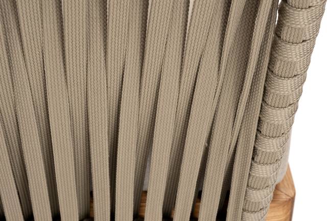 "Мальорка" диван 3-местный плетеный из роупа, основание дуб, роуп серо-коричневый 23мм, ткань бежевая 15052