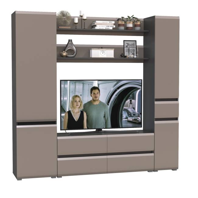 Сидней мебель в гостиную корпусная № 071 цвет антрацит/МДФ веллюто капучино