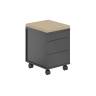 AG.273.AN.AN.AN / Тумба мобильная 2 ящ. ЛДСП+лот.ящ.+подушка / корпус:антрацит, топ/дно:антрацит, фасады:антрацит, подушка:бежевый