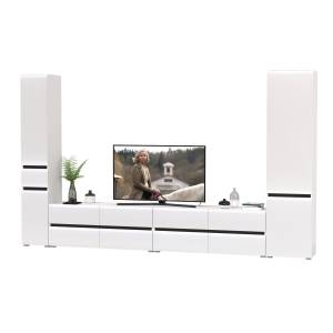 Мебель в гостиную модульная Сидней № 134 цвет белый/чёрный/МДФ белый глянец