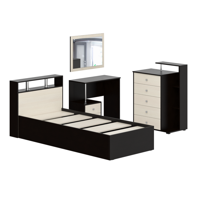 Гарнитур спальный Камелия № 7 Кровать 900 цвет венге/дуб лоредо