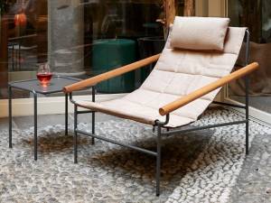 Кресло лаунж металлическое с подушкой Dress Code Glam Outdoor антрацит, бежевый 750х860х745 мм