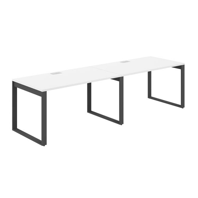 AG.178.WH.L.72.AN / Рабочая станция s-b-s 2800х800х750 / профиль О-образный: 70х20 антрацит; лючок: серебро; столешница: белый