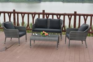 Комплект мебели "TYLER" (диван 1 шт., кресла 2 шт., столик 1 шт.) ротанг, серый