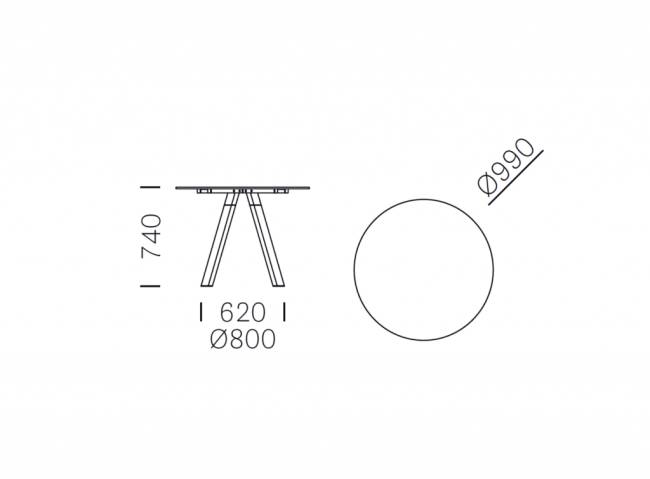 Стол обеденный Arki-Table Wood беленый дуб, белый Ø990х740 мм