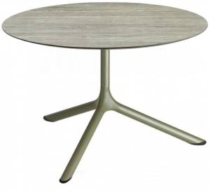 Столик ламинированный кофейный Tripe Maxi оливковый, состаренный серый дуб Ø800х510 мм