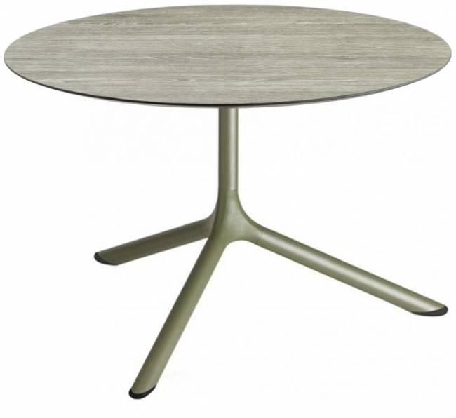 Столик ламинированный кофейный Tripe Maxi оливковый, состаренный серый дуб Ø800х510 мм