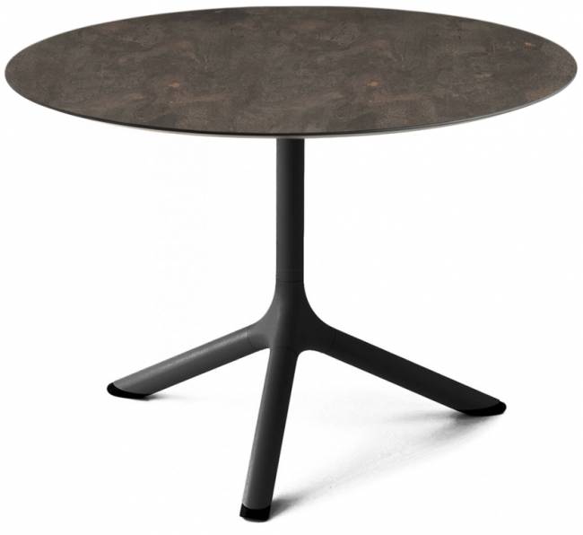 Столик ламинированный кофейный Tripe черный, кортен Ø700х510 мм