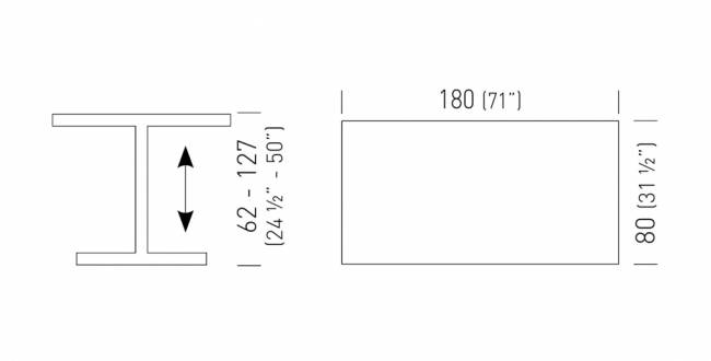 Стол ламинированный с регулировкой высоты Azione 1800х800х620-1270 мм