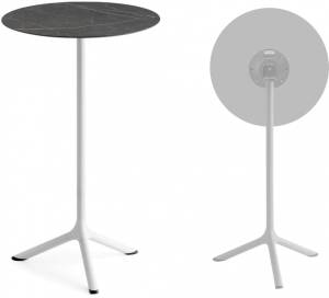 Стол ламинированный барный складной Tripe Folding белый, черный мрамор Сахара Ø600х1100 мм