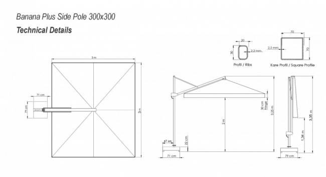 Зонт профессиональный Ø3.5 м Banana Prime Ø3500 мм