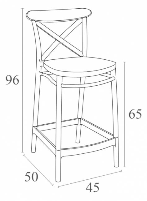 Стул пластиковый полубарный Cross Bar 65 оливковый 450х500х960 мм