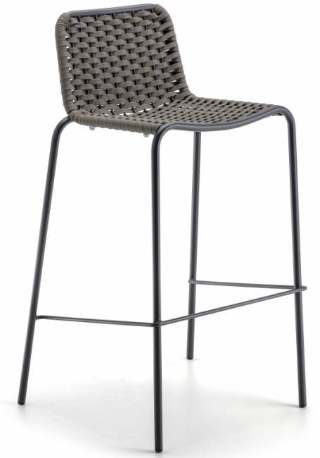 Стул металлический плетеный барный Cannes антрацит, тортора 580х500х980 мм