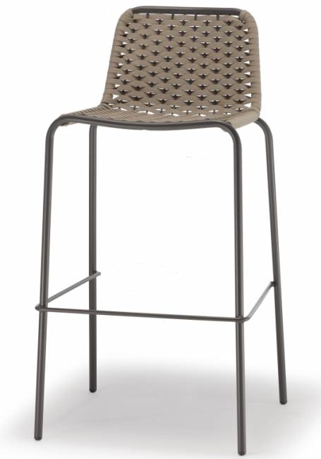 Стул металлический плетеный барный Cannes антрацит, тортора 580х500х980 мм