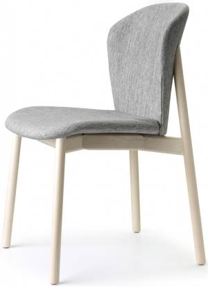 Стул деревянный с обивкой Natural Finn белый ясень, светло-серый 490х540х790 мм