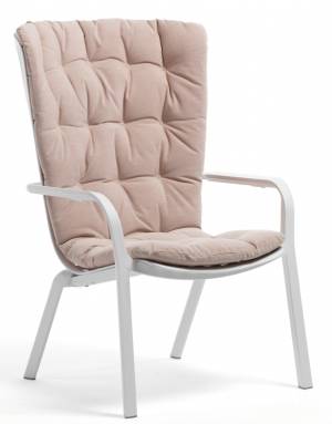 Лаунж-кресло пластиковое с подушкой Folio белый, розовый 720х810-925х1130-1065 мм