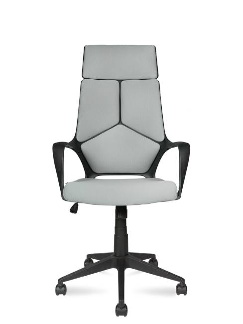 Кресло офисное / IQ / черный пластик / светло серая ткань