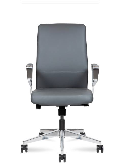 Кресло офисное / Вэст LB / West LB  / серая кожа / алюминиевая база