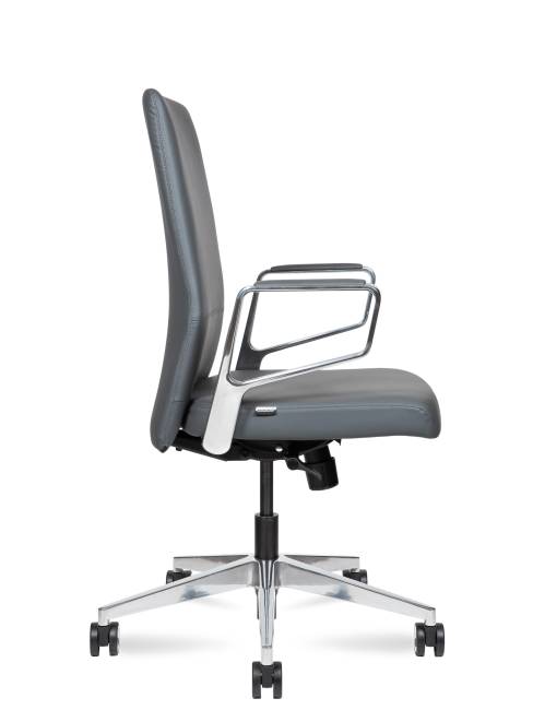 Кресло офисное / Вэст LB / West LB  / серая кожа / алюминиевая база