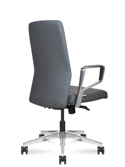 Кресло офисное / Вэст LB / West LB  / серая кожа / алюминиевая база