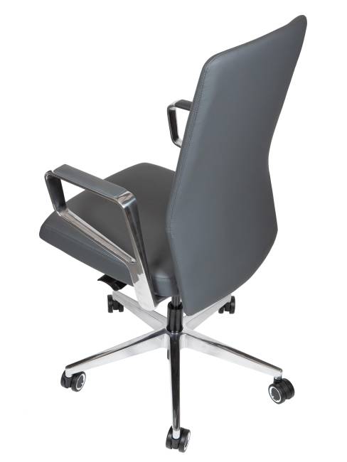 Кресло офисное / Вэст LB / West LB  / серая кожа / алюминиевая база