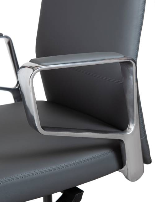 Кресло офисное / Вэст LB / West LB  / серая кожа / алюминиевая база