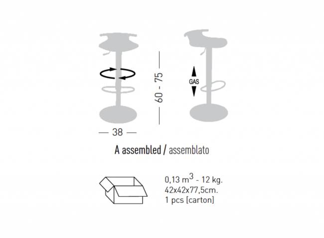 Стул пластиковый барный Tom AV 400х400х750 мм Стул пластиковый барный Tom AV 400х400х750 мм