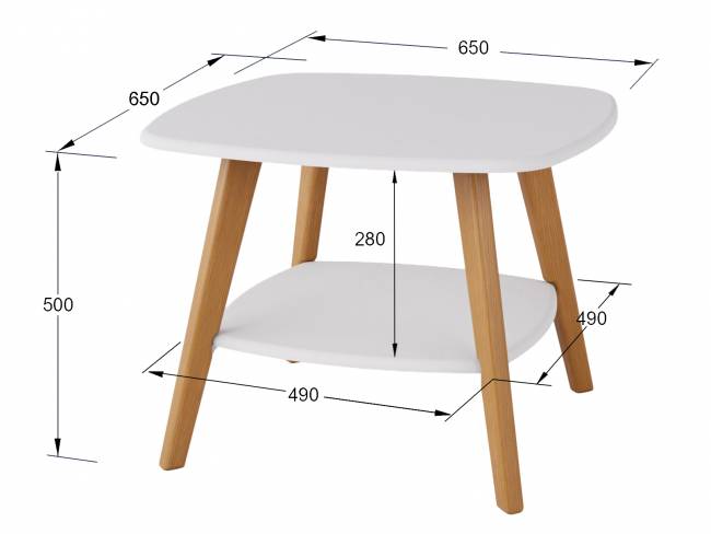 Стол журнальный Хадсон белый/дуб светлый