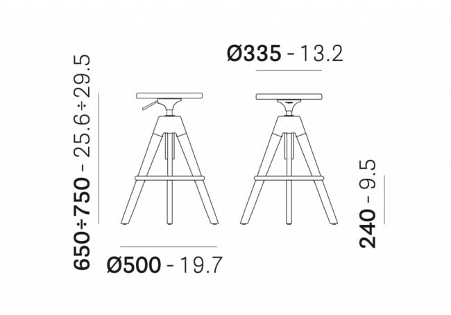 Табурет барный Arki-Stool Ø500х650-755 мм