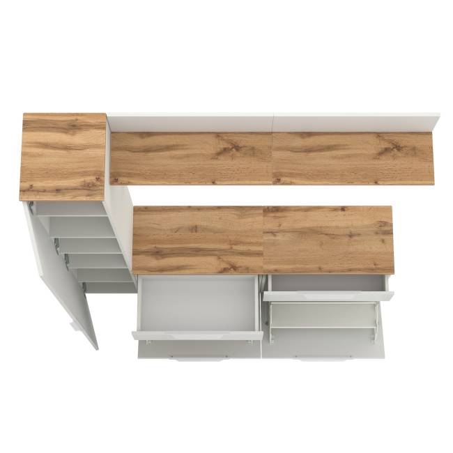 Набор мебели в маленькую прихожую Октава № 34 цвет белый шагрень/дуб крафт золотой