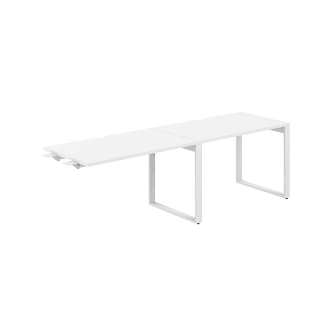 AG.194.WH.V.72.WH / Рабочая станция комбо s-b-s 2400х700х750 / профиль О-образный: 70х20 белый; столешница с вырезом; столешница: белый