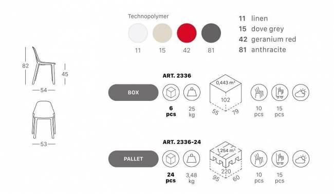 Стул пластиковый Piu лен 530х540х820 мм