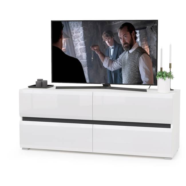 Сидней мебель для гостиной № 39 цвет белый/чёрный/фасады МДФ белый глянец