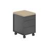 AG.274.AN.AN.AN / Тумба мобильная 2 ящ. метаб.+лот.ящ.+подушка / корпус:антрацит, топ/дно:антрацит, фасады:антрацит, подушка:бежевый