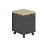 AG.274.AN.AN.AN / Тумба мобильная 2 ящ. метаб.+лот.ящ.+подушка / корпус:антрацит, топ/дно:антрацит, фасады:антрацит, подушка:бежевый