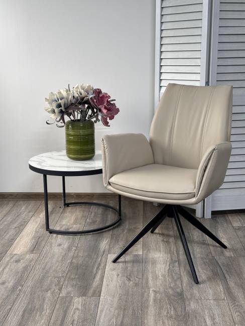 Стул YOZEF 360 град. поворот. HF017-02 Бежевый, экокожа / Черный, ®DISAUR