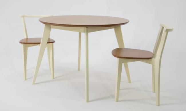 Стол Сканди К 90, Слоновая кость/Натуральное дерево Стол Сканди К 90, Слоновая кость/Натуральное дерево