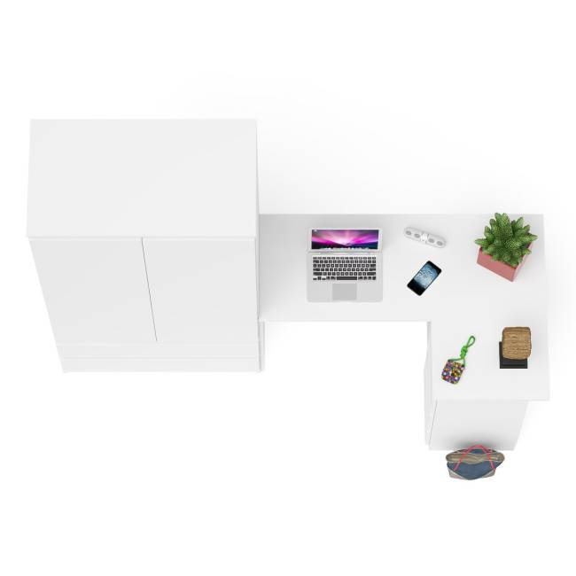 Стол компьютерный угловой правый Мори и шкаф-комод Мори МШ900.1 цвет белый