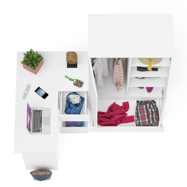 Стол компьютерный угловой правый Мори и шкаф-комод Мори МШ900.1 цвет белый