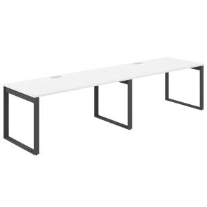 AG.179.WH.L.72.AN / Рабочая станция s-b-s 3200х800х750 / профиль О-образный: 70х20 антрацит; лючок: серебро; столешница: белый