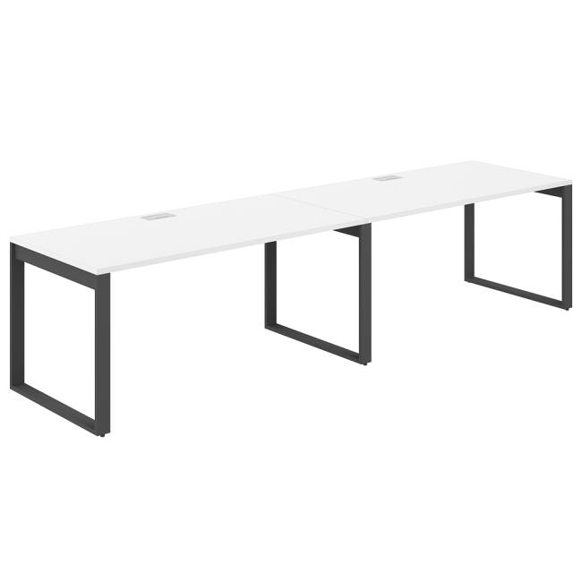 AG.179.WH.L.72.AN / Рабочая станция s-b-s 3200х800х750 / профиль О-образный: 70х20 антрацит; лючок: серебро; столешница: белый