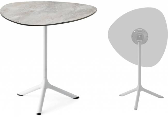 Стол ламинированный обеденный складной Tripe Folding белый, каменный 640х640х740 мм Стол ламинированный обеденный складной Tripe Folding белый, каменный 640х640х740 мм